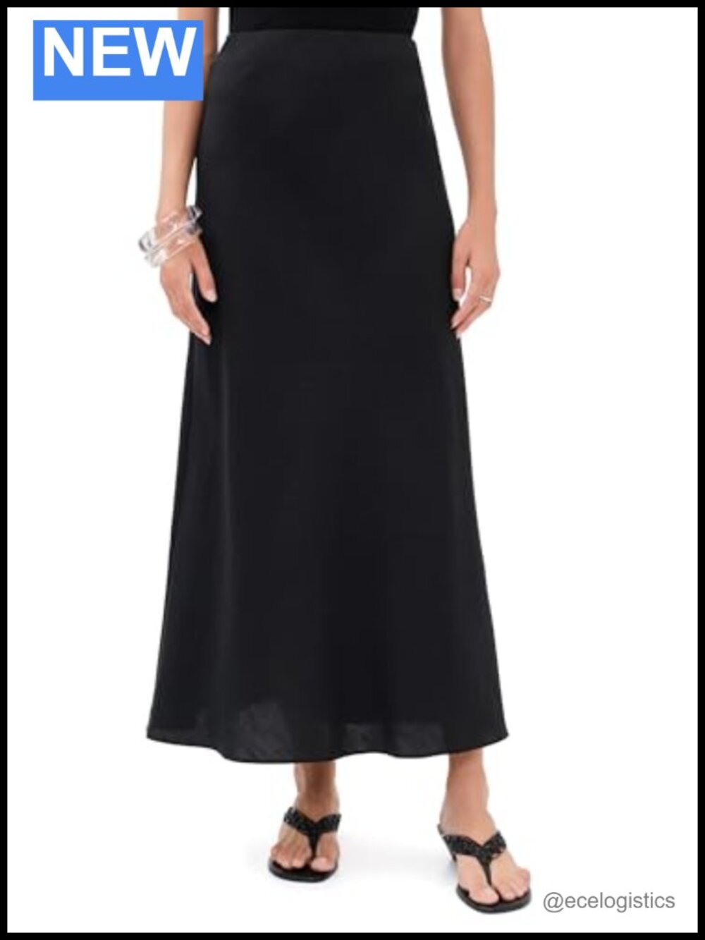 Linen Blend Midi Skirt Relaxed Fit Cover Elastic Waistband